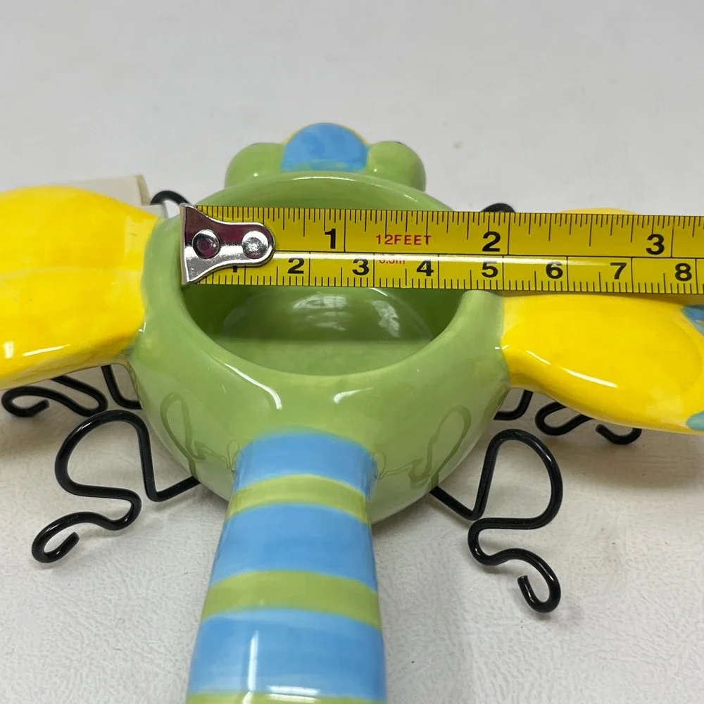 Yankee Candle Ladybug and Dragonfly Tea Light Holder Set Ceramic Metal Legs NEW